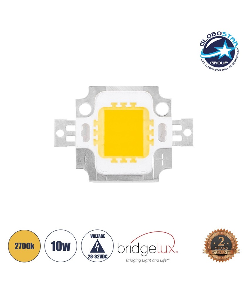 GloboStar® 73763 Υψηλής Ισχύος LED COB BRIDGELUX 10W 800lm DC 28-32V - M2.9 x P2 x Y0.3cm - Θερμό Λευκό 2700K - 2 Χρόνια Εγγύηση